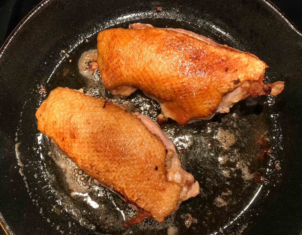 duck breasts in pan