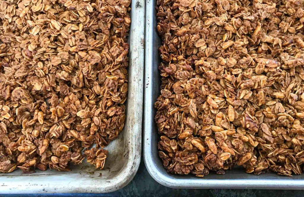 granola pans cooked
